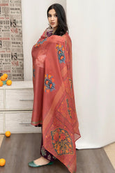 URGE - 3PC LAWN EMBROIDERED SHIRT WITH MANNAR PRINTED DUPATTA AND EMBROIDERED TROUSER - HZG1598